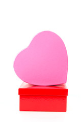 Pink heart box isolated white background