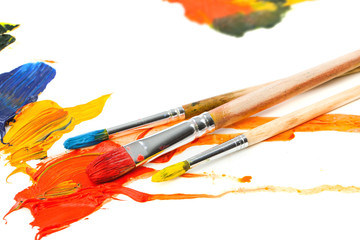 Fototapeta premium Paints and brushes