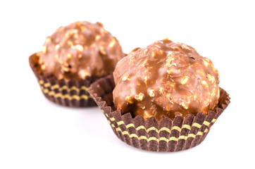 Chocolate ball isolated white background