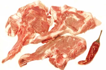 Raw Lamb Chops on White Background, XXXL