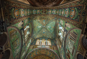 Mosaics of Basilica of San Vitale, Ravenna, Italy - obrazy, fototapety, plakaty