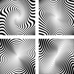 Fototapeta na wymiar Set of design monochrome whirl circular movement backgrounds