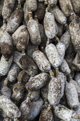 Detail of Salami on Display at a Traditional Food Market