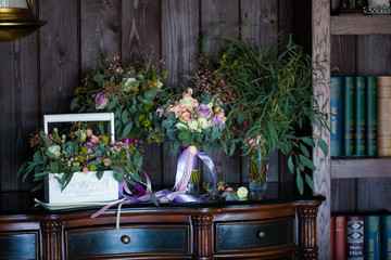 beautiful floral composition on camode bouquets