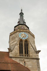 Clock tower of Tubingen old town, Germany