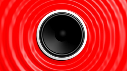 Speaker with red abstract capillary wave