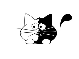 Vector illustration, funny cat, preoccupied