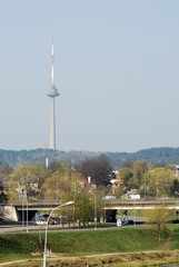 Obraz premium Vilnius television tower. View from city center.