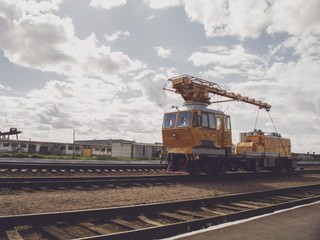 Fototapeta na wymiar maintenance train on the railway