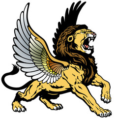 Naklejka premium roaring winged lion