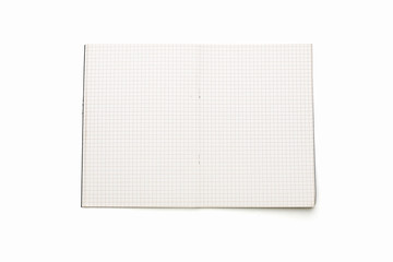 blank open squared text book, isolated on white