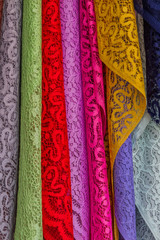 Colorful of fabric Lace rolls.