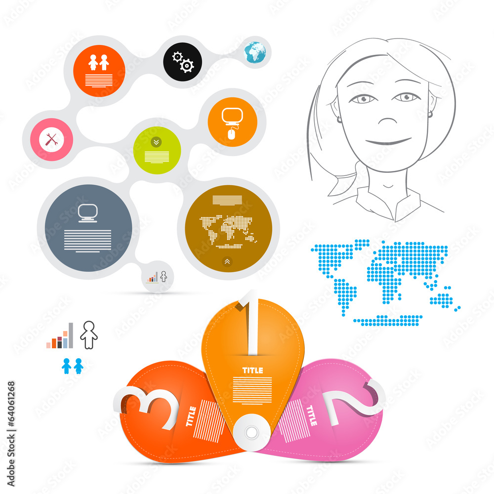 Poster web template - circle paper vector infographic layout