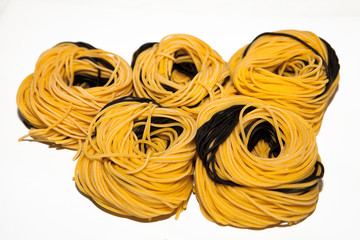 Raw tagliatelle close-up