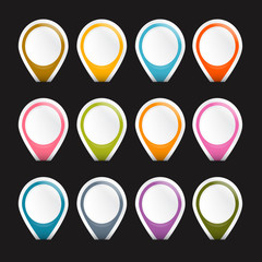 Colorful Empty Labels Set Isolated on Black Background