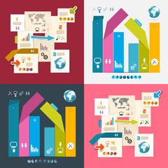 Colorful Vector Infographics Paper Layout Set Illustration