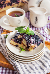 Portion of fresh homemade blueberry cake