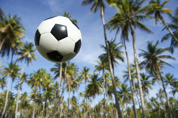 Football Soccer Ball Flying in Brazilian Palm Grove