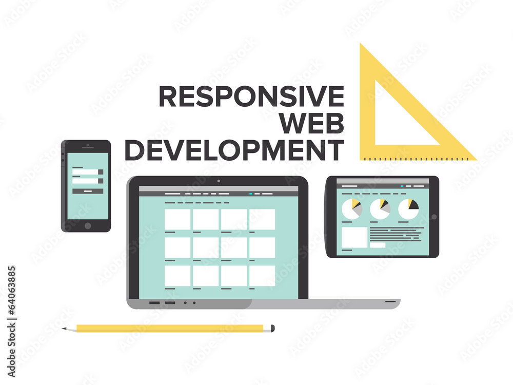 Poster Responsive design web development flat illustration