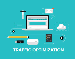 Website traffic optimization flat illustration
