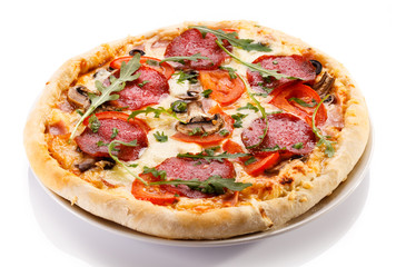 Pizza on white background