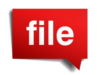 File red 3d realistic paper speech bubble isolated on white