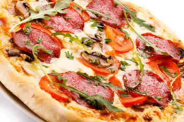 Pizza on white background