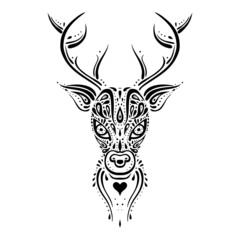 Deer head. Ethnic pattern.