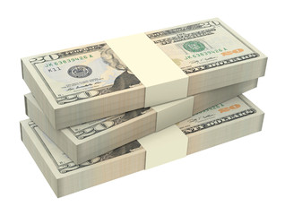 Dollars money isolated on white background.