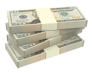 Dollars money isolated on white background.