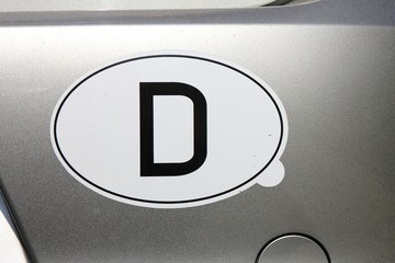 Ländercode Deutschland auf Autoaufkleber
