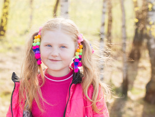 happy girl in spring outdoor