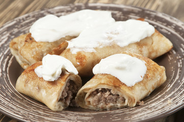 Pancakes with meat