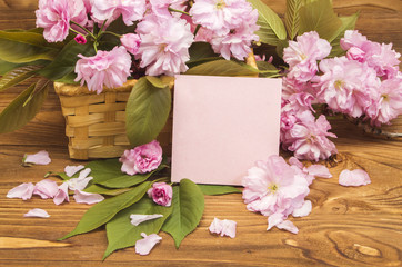 Card with sakura flowers spring