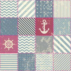 Obraz premium Retro patchwork in nautical style.