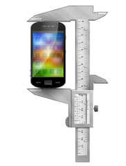 Concept of smartphone and measuring tool (caliper)