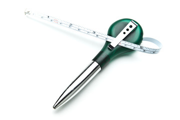 green pen and meter