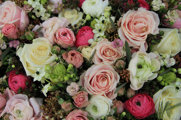 Pink and white bridal arrangement