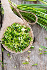 Wooden Spoon with fresh Chive