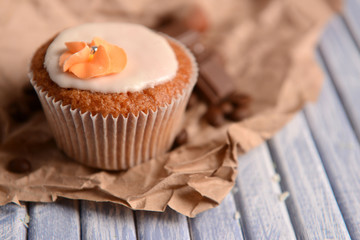 Tasty cupcake with butter cream,