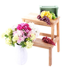 Wicker basket with fruits,