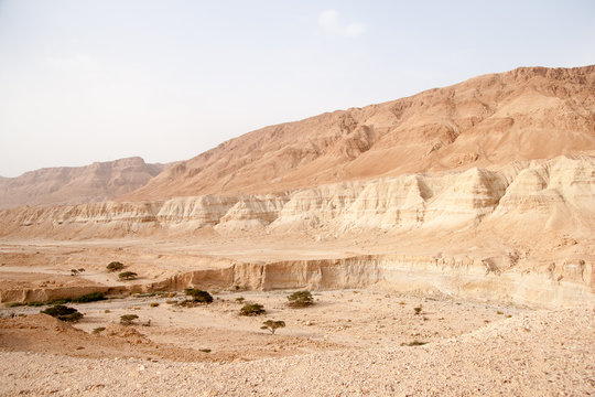 Hiking in judean desert, Israel near Dead Sea
