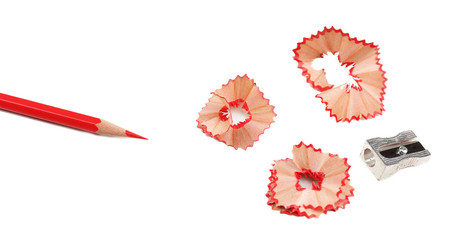 Pencil and pencil shavings, isolated on white