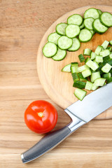 Composition with chopped cucumbers