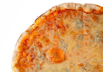 Obraz na płótnie Canvas A quarter of four cheesed pizza