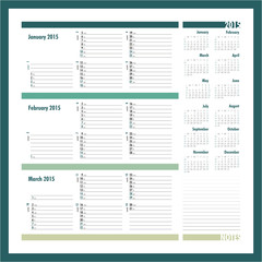 Vector planner for 20134 -Three month calendar