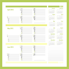 Vector planner for 20134 -Three month calendar