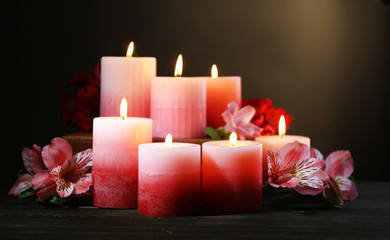 Beautiful candles with flowers