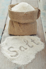 Sea salt in sack