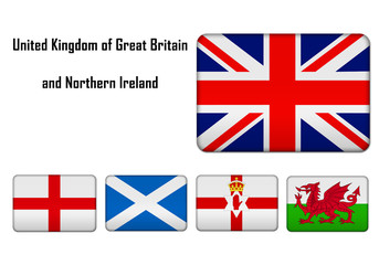 Obraz premium United Kingdom of Great Britain and Northern Ireland - flags and